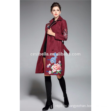 Dame Fashion Coat Herbst Winter Chic Trench Mantel khaki Navy Blue Color Overcoat Frauen